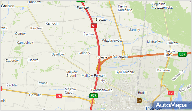 mapa Polesie gmina Grabica, Polesie gmina Grabica na mapie Targeo