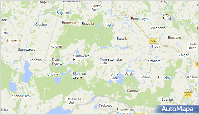 mapa Pomieczyńska Huta, Pomieczyńska Huta na mapie Targeo