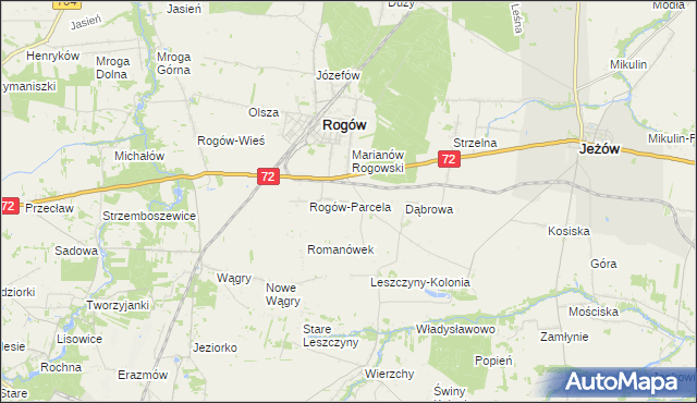 mapa Popień gmina Rogów, Popień gmina Rogów na mapie Targeo
