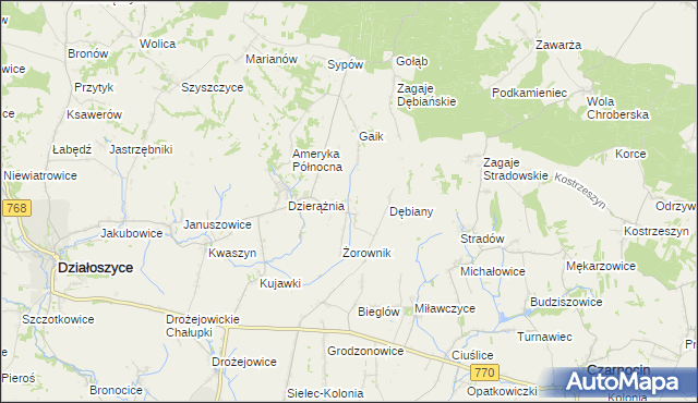 mapa Sudół gmina Działoszyce, Sudół gmina Działoszyce na mapie Targeo