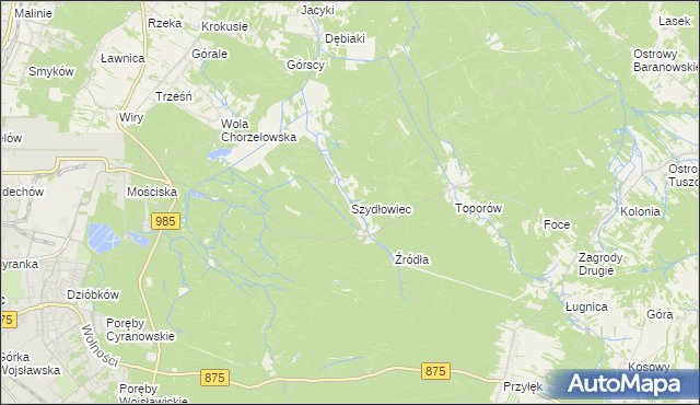 mapa Szydłowiec gmina Mielec, Szydłowiec gmina Mielec na mapie Targeo