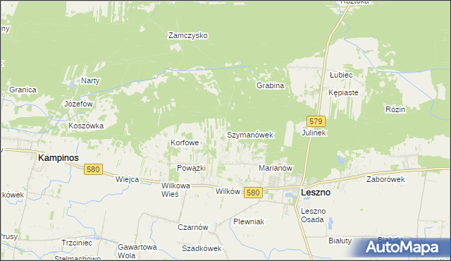 mapa Szymanówek, Szymanówek na mapie Targeo