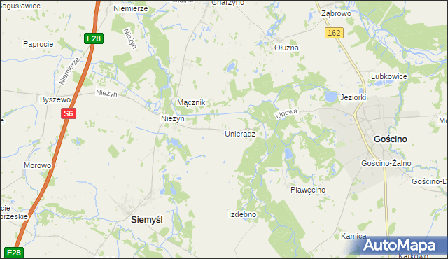 mapa Unieradz, Unieradz na mapie Targeo