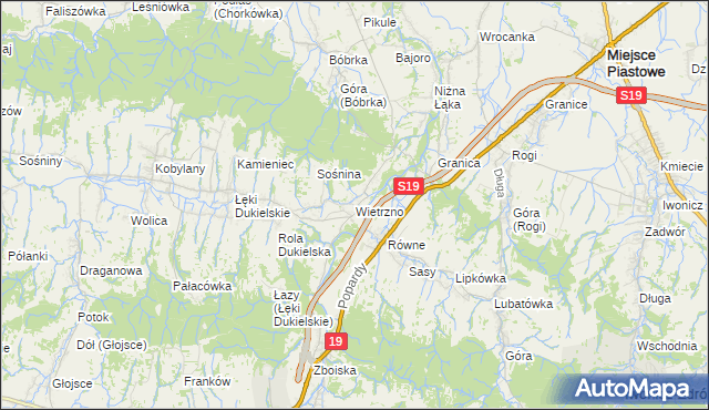 mapa Wietrzno gmina Dukla, Wietrzno gmina Dukla na mapie Targeo