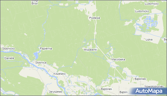 mapa Wypalanki gmina Oborniki, Wypalanki gmina Oborniki na mapie Targeo