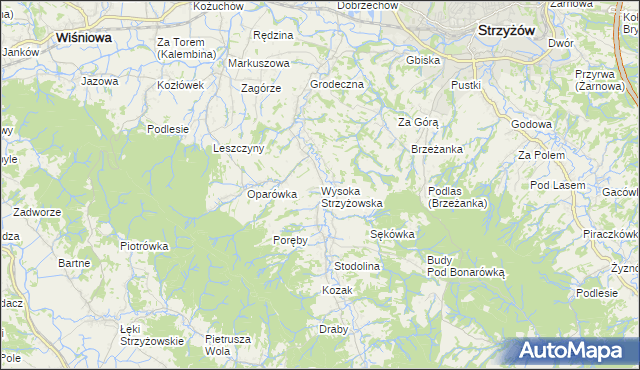 mapa Wysoka Strzyżowska, Wysoka Strzyżowska na mapie Targeo