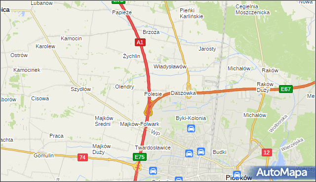 mapa Bąkowiec gmina Grabica, Bąkowiec gmina Grabica na mapie Targeo