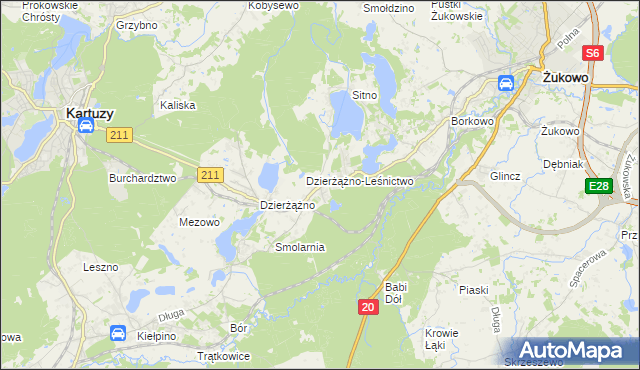 mapa Borowo gmina Kartuzy, Borowo gmina Kartuzy na mapie Targeo