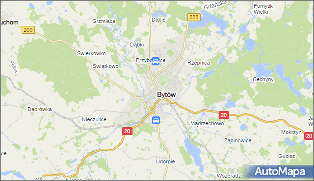 mapa Bytów, Bytów na mapie Targeo