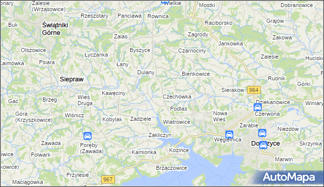 mapa Czechówka gmina Siepraw, Czechówka gmina Siepraw na mapie Targeo