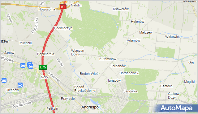 mapa Eufeminów, Eufeminów na mapie Targeo