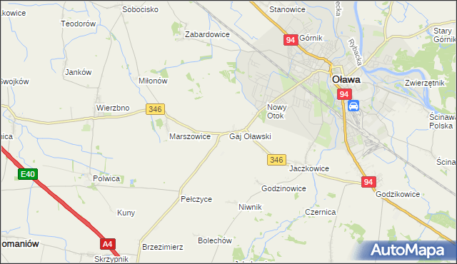 mapa Gaj Oławski, Gaj Oławski na mapie Targeo