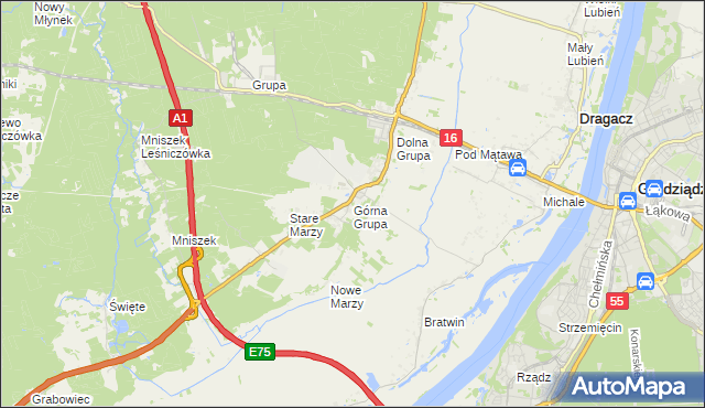 mapa Górna Grupa, Górna Grupa na mapie Targeo