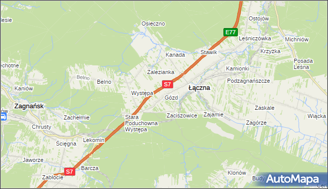 mapa Gózd gmina Łączna, Gózd gmina Łączna na mapie Targeo