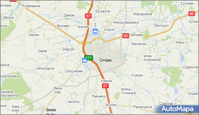 mapa Grójec, Grójec na mapie Targeo