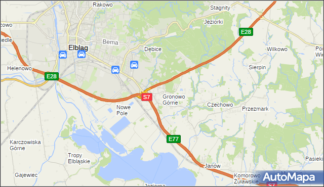 mapa Gronowo Górne, Gronowo Górne na mapie Targeo