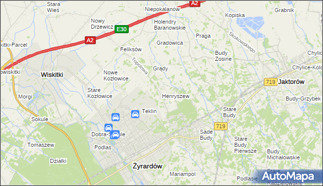 mapa Henryszew, Henryszew na mapie Targeo