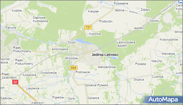 mapa Jedlnia-Letnisko, Jedlnia-Letnisko na mapie Targeo