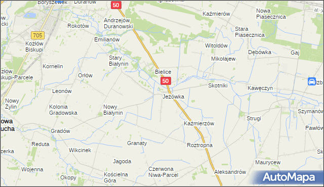 mapa Jeżówka gmina Sochaczew, Jeżówka gmina Sochaczew na mapie Targeo