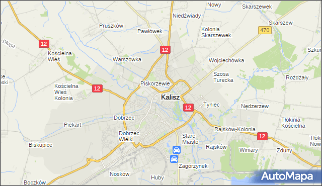 mapa Kalisza, Kalisz na mapie Targeo