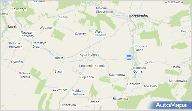 mapa Kępa gmina Borzechów, Kępa gmina Borzechów na mapie Targeo