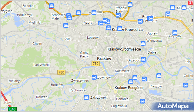 mapa Krakowa, Kraków na mapie Targeo