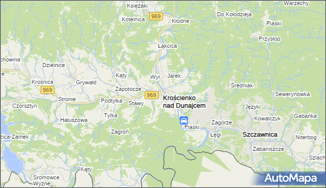 mapa Krościenko nad Dunajcem, Krościenko nad Dunajcem na mapie Targeo