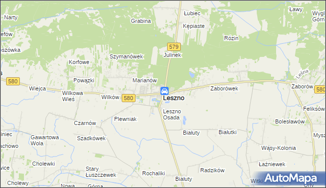 mapa Leszno powiat warszawski zachodni, Leszno powiat warszawski zachodni na mapie Targeo