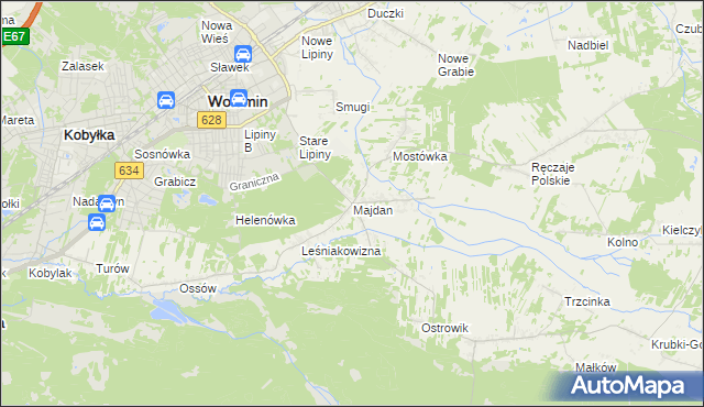 mapa Majdan gmina Wołomin, Majdan gmina Wołomin na mapie Targeo