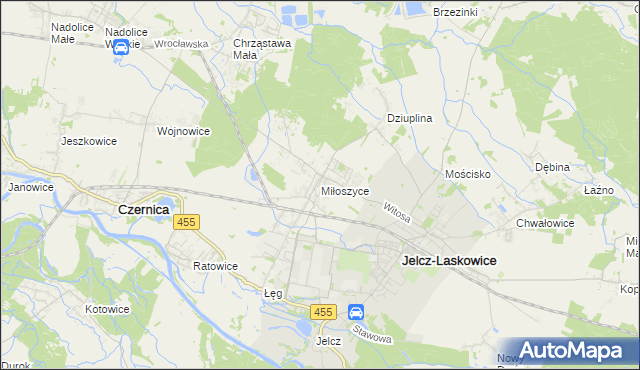 mapa Miłoszyce, Miłoszyce na mapie Targeo