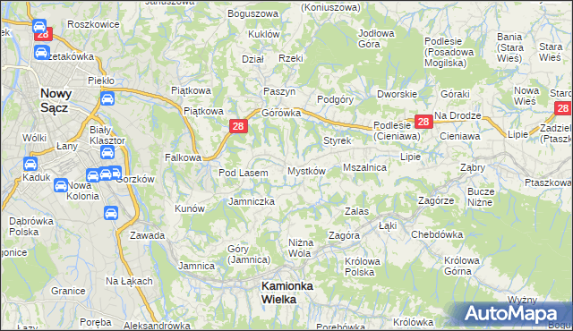 mapa Mystków, Mystków na mapie Targeo