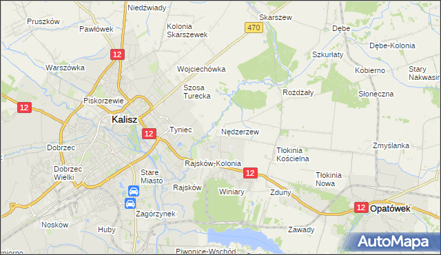 mapa Nędzerzew gmina Opatówek, Nędzerzew gmina Opatówek na mapie Targeo