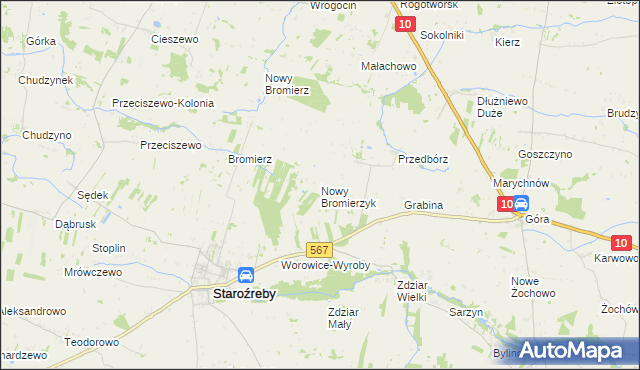 mapa Nowy Bromierzyk, Nowy Bromierzyk na mapie Targeo