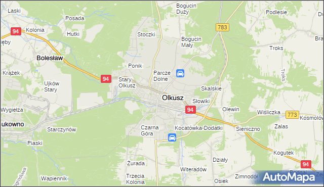 mapa Olkusz, Olkusz na mapie Targeo