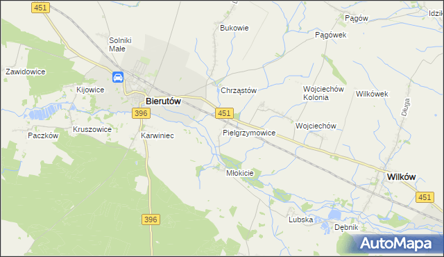 mapa Pielgrzymowice gmina Wilków, Pielgrzymowice gmina Wilków na mapie Targeo