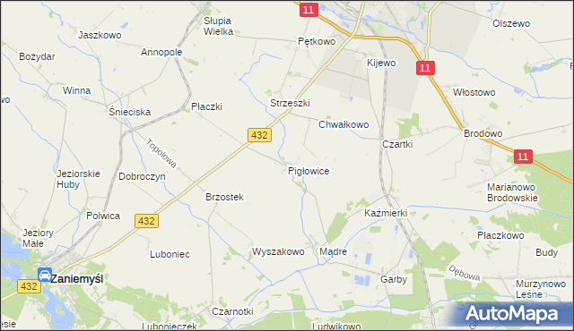 mapa Pigłowice, Pigłowice na mapie Targeo