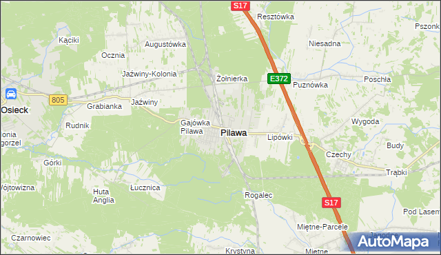 mapa Pilawa powiat garwoliński, Pilawa powiat garwoliński na mapie Targeo