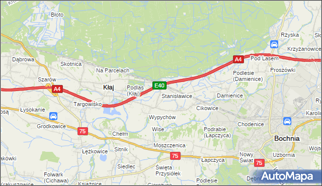 mapa Stanisławice gmina Bochnia, Stanisławice gmina Bochnia na mapie Targeo