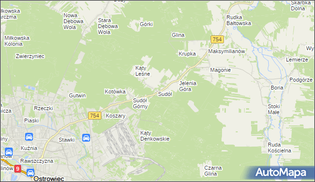 mapa Sudół gmina Bodzechów, Sudół gmina Bodzechów na mapie Targeo