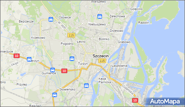 mapa Szczecina, Szczecin na mapie Targeo