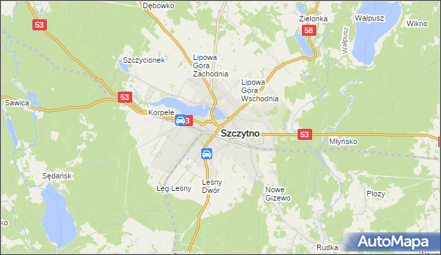 mapa Szczytno, Szczytno na mapie Targeo