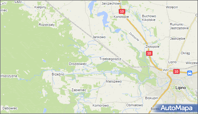 mapa Trzebiegoszcz, Trzebiegoszcz na mapie Targeo