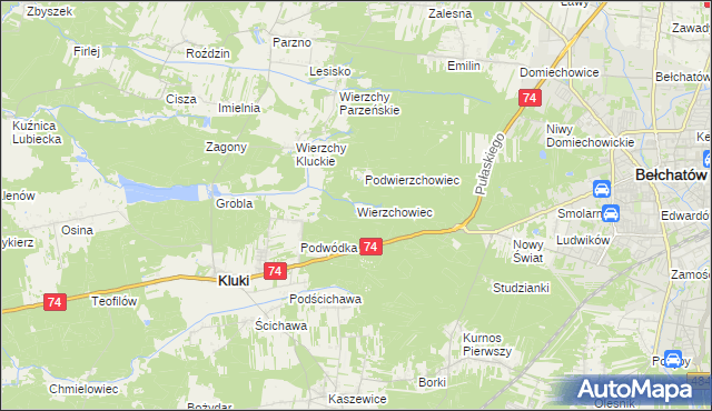 mapa Wierzchowiec, Wierzchowiec na mapie Targeo