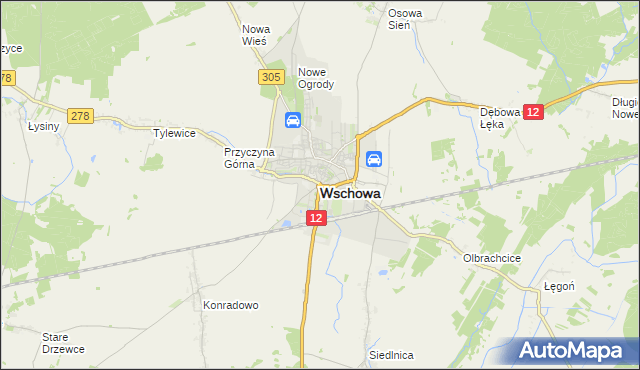 mapa Wschowa, Wschowa na mapie Targeo