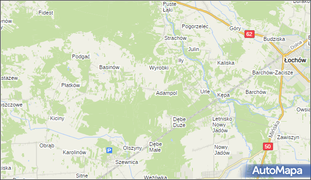 mapa Adampol gmina Jadów, Adampol gmina Jadów na mapie Targeo