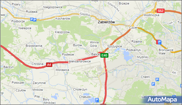 mapa Balice gmina Zabierzów, Balice gmina Zabierzów na mapie Targeo