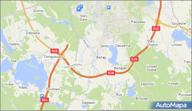 mapa Bartąg, Bartąg na mapie Targeo