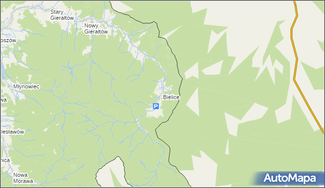 mapa Bielice gmina Stronie Śląskie, Bielice gmina Stronie Śląskie na mapie Targeo