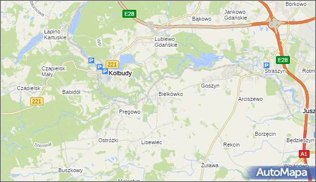 mapa Bielkówko, Bielkówko na mapie Targeo