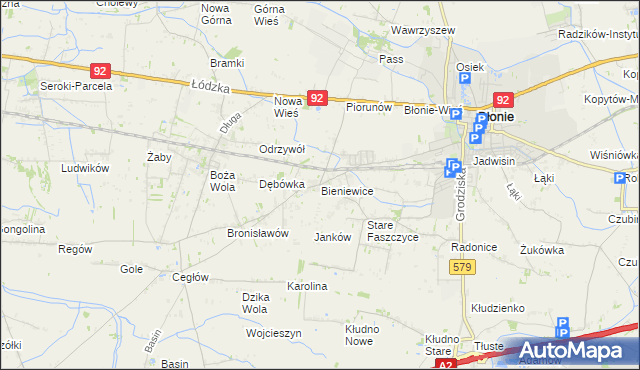 mapa Bieniewice, Bieniewice na mapie Targeo